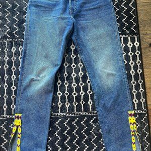 Ralph Lauren Polo Denim Straight Leg Jeans with Beaded Side Slit Size 29L
